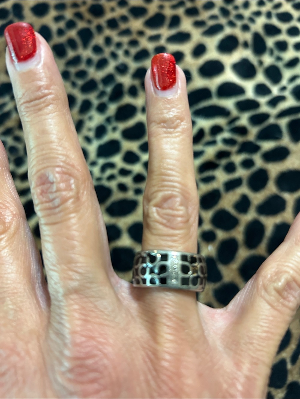 Coach Silver-Tone Signature Cutout Ring